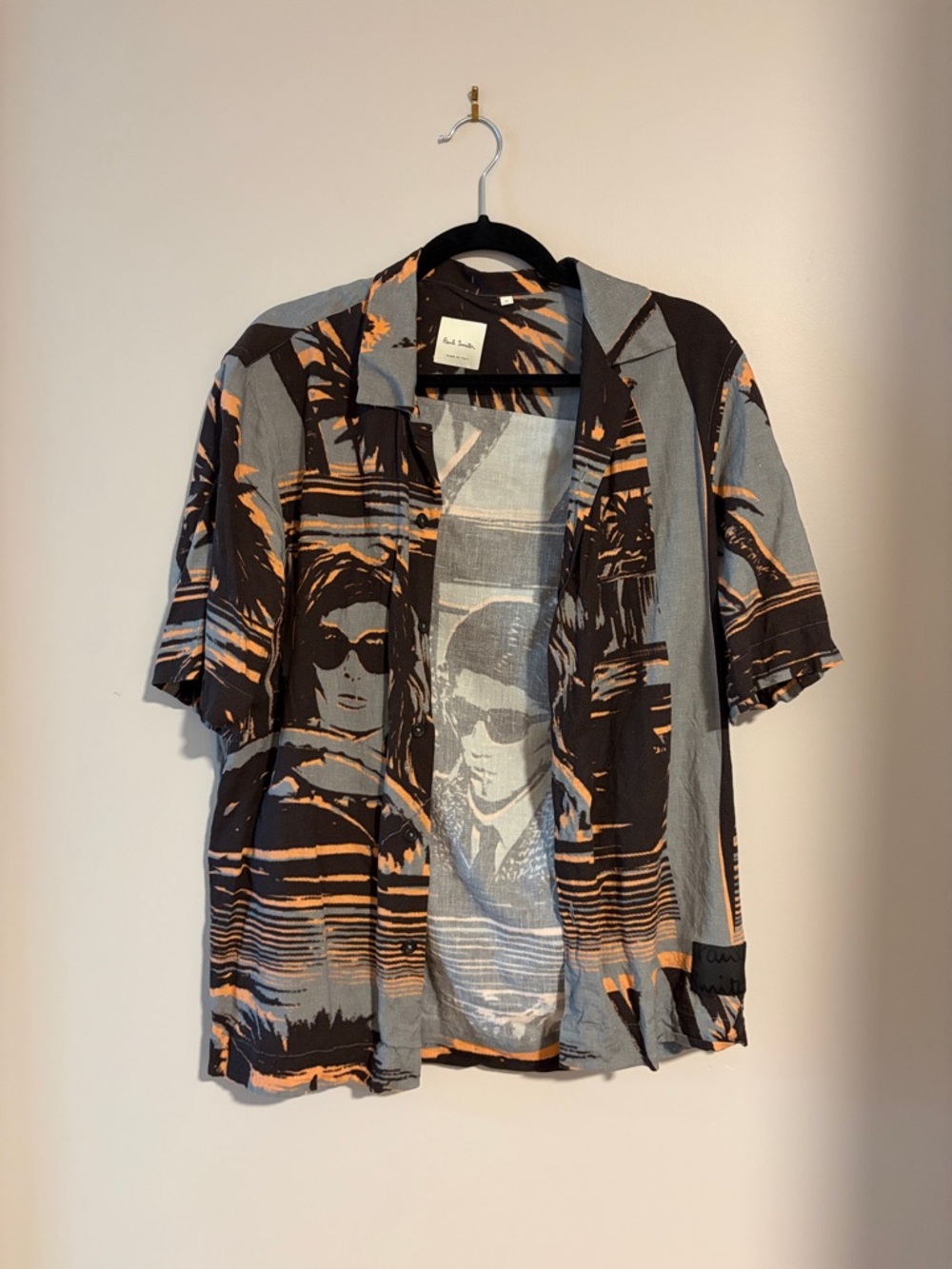 Paul Smith Faces Graphic Short Sleeve Shirt - Black, Gray, Orange